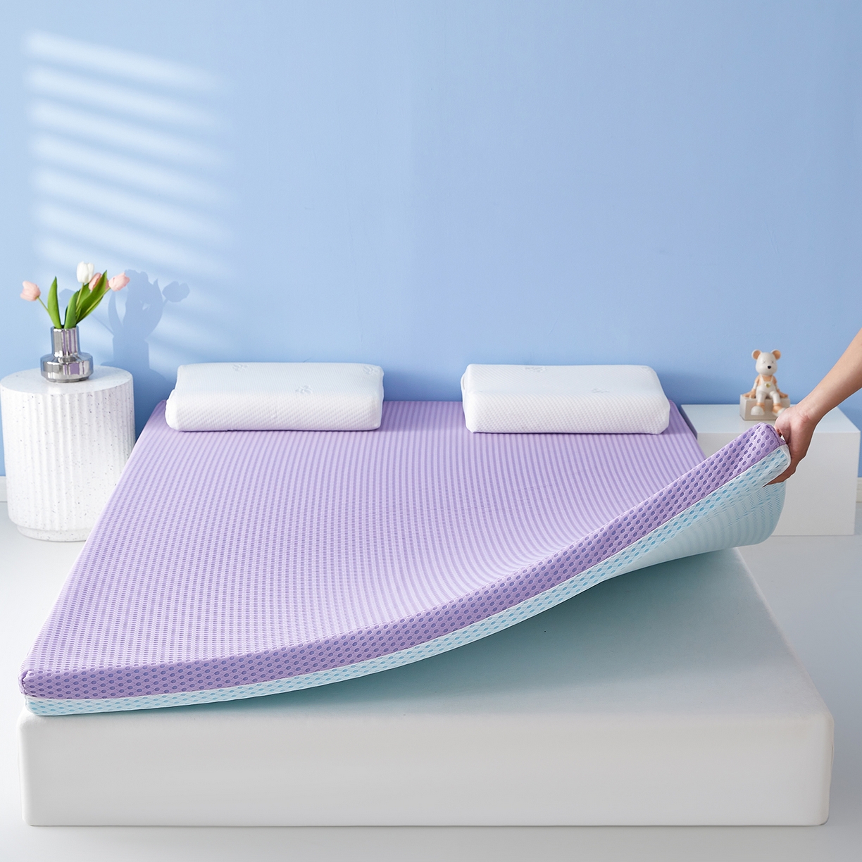 91家纺网 家纺一手货源 找家纺 芊梵床垫 2025新款凝胶记忆棉海绵床垫 舒睡紫-5cm