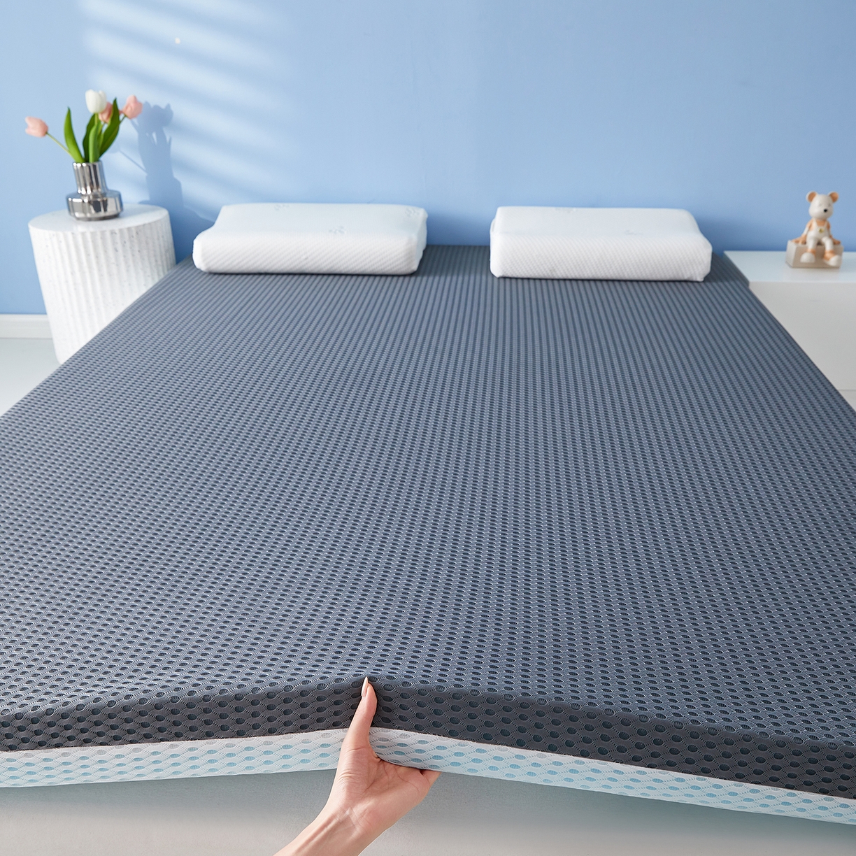 91家纺网 家纺一手货源 找家纺 芊梵床垫 2025新款凝胶记忆棉海绵床垫 舒睡黑-5cm