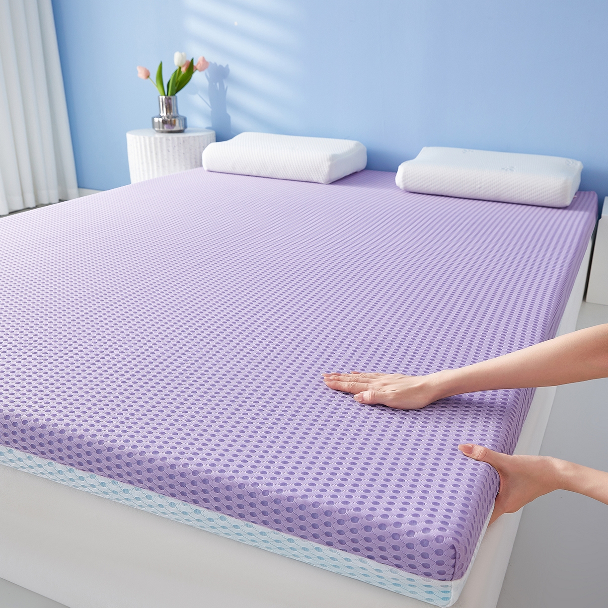 91家纺网 家纺一手货源 找家纺 芊梵床垫 2025新款凝胶记忆棉海绵床垫 舒睡紫-5cm