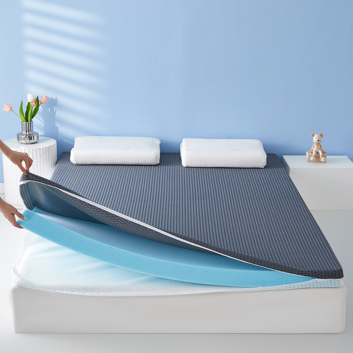 91家纺网 家纺一手货源 找家纺 芊梵床垫 2025新款凝胶记忆棉海绵床垫 舒睡黑-9cm