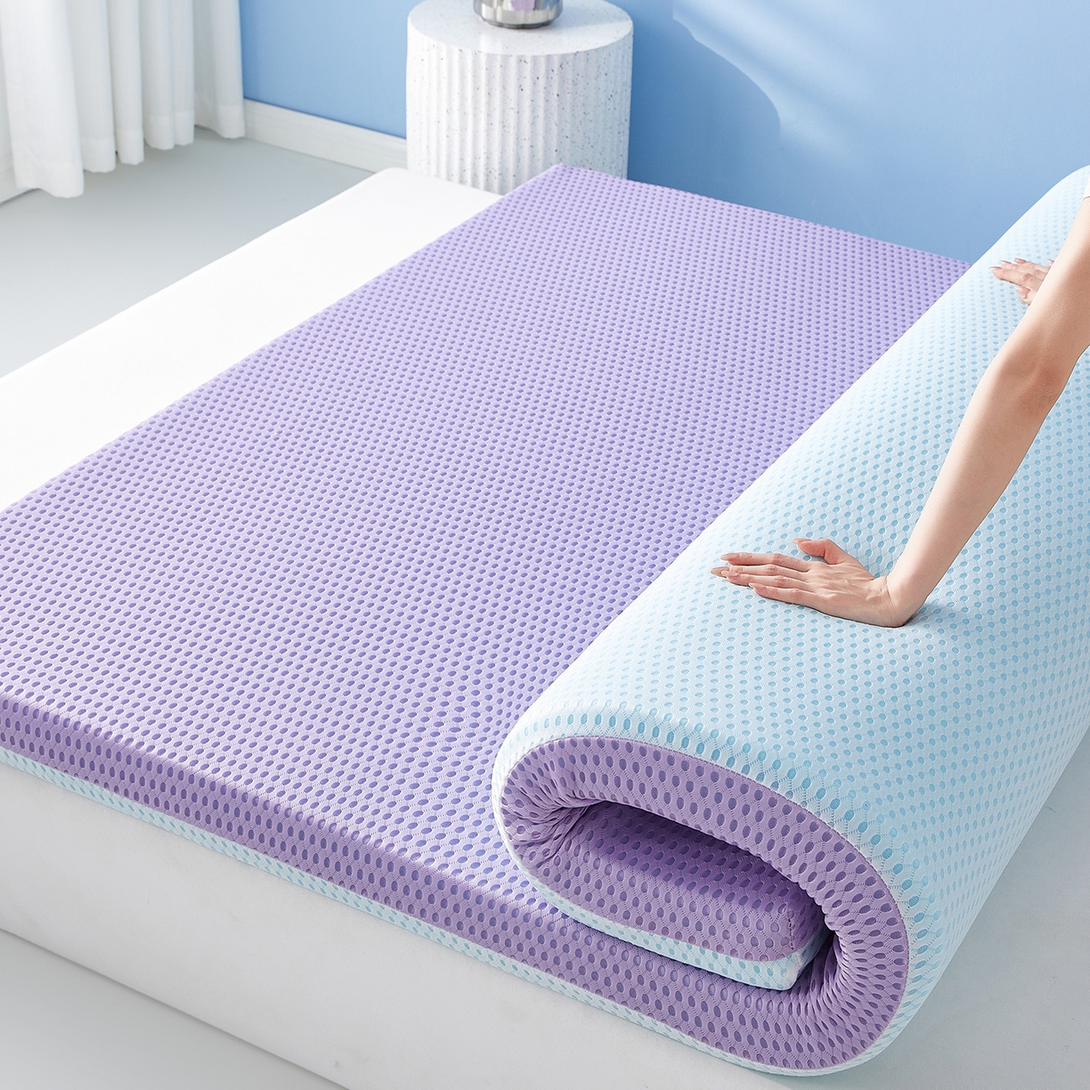 91家纺网 家纺一手货源 找家纺 芊梵床垫 2025新款凝胶记忆棉海绵床垫 舒睡紫-5cm