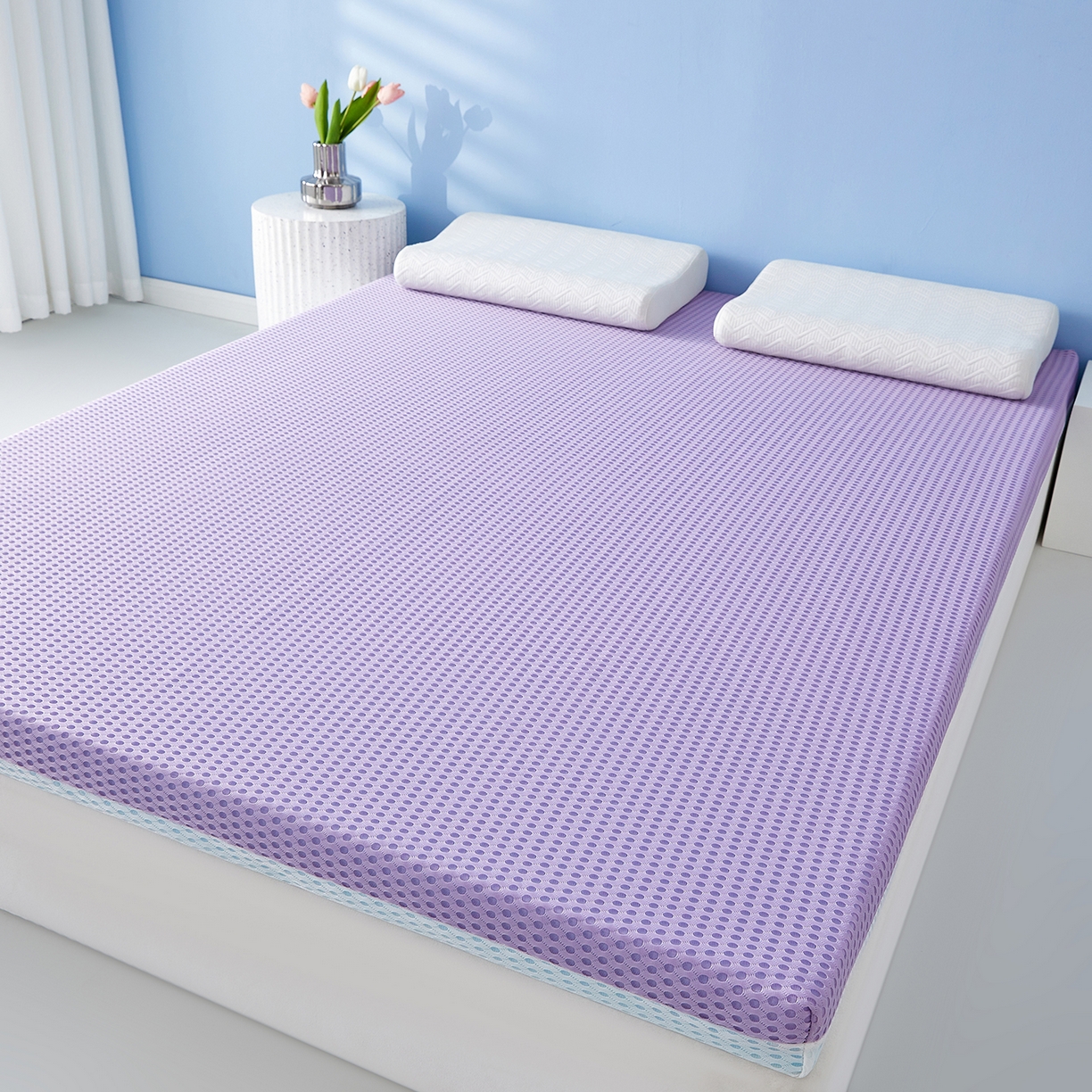 91家纺网 家纺一手货源 找家纺 芊梵床垫 2025新款凝胶记忆棉海绵床垫 舒睡紫-5cm