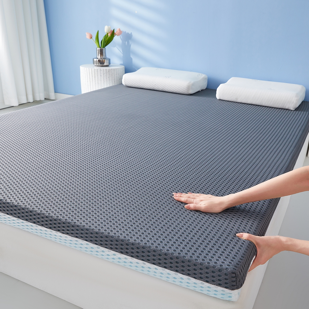 91家纺网 家纺一手货源 找家纺 芊梵床垫 2025新款凝胶记忆棉海绵床垫 舒睡黑-9cm