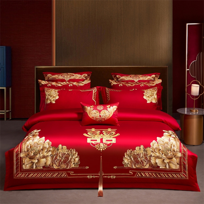 91家纺网 家纺一手货源 找家纺 （总）宏羽纺家纺 2025新款全棉100%全棉新中式婚庆多件套