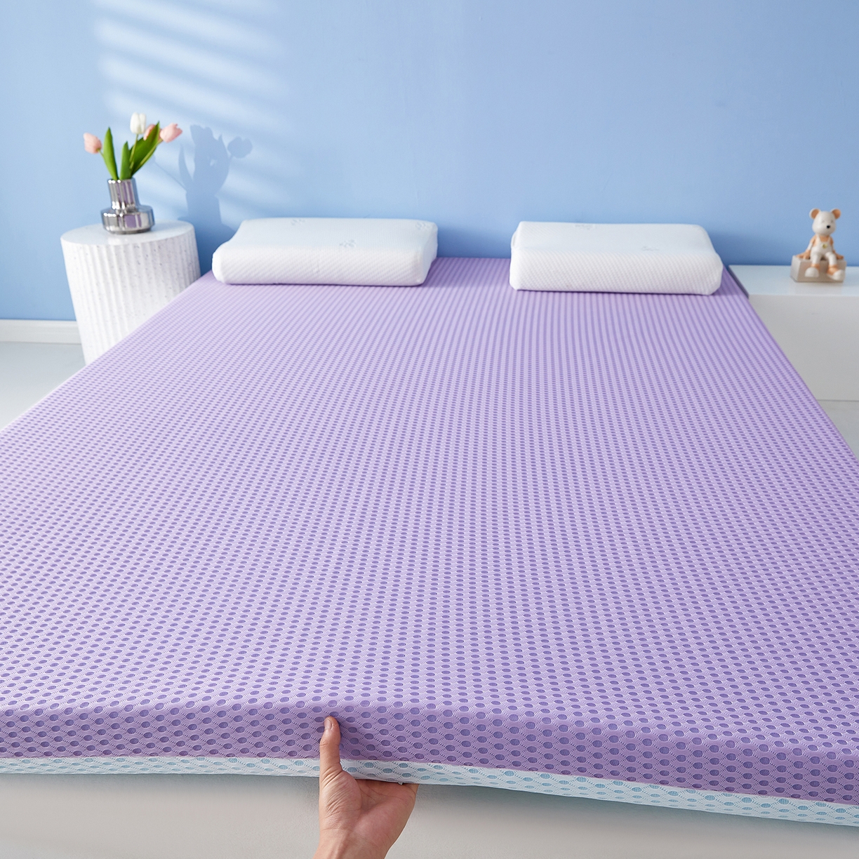 91家纺网 家纺一手货源 找家纺 芊梵床垫 2025新款凝胶记忆棉海绵床垫 舒睡紫-9cm