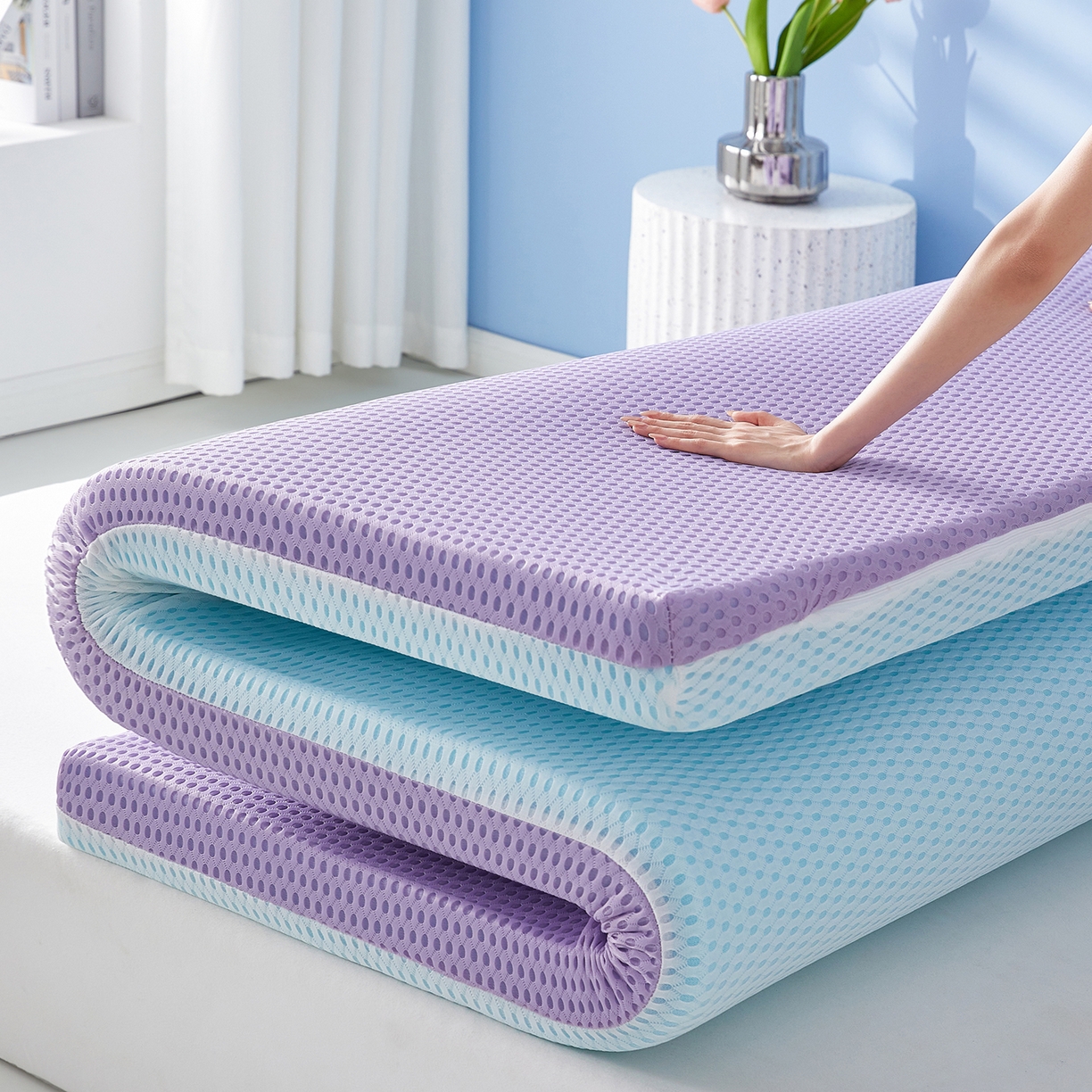 91家纺网 家纺一手货源 找家纺 芊梵床垫 2025新款凝胶记忆棉海绵床垫 舒睡紫-9cm