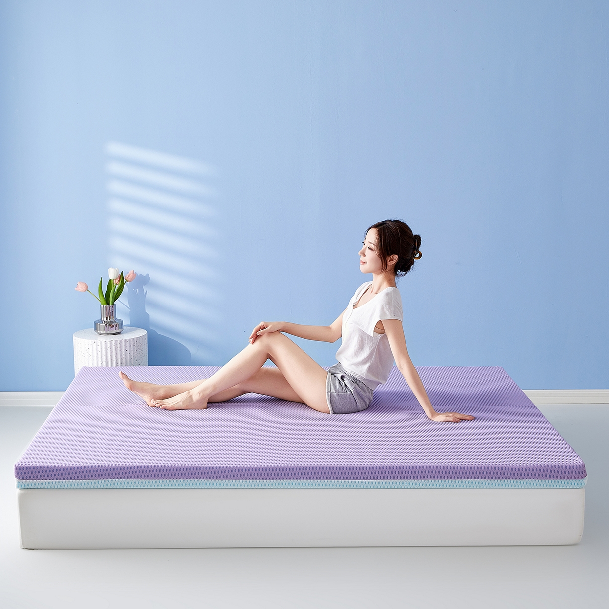 91家纺网 家纺一手货源 找家纺 芊梵床垫 2025新款凝胶记忆棉海绵床垫 舒睡紫-9cm