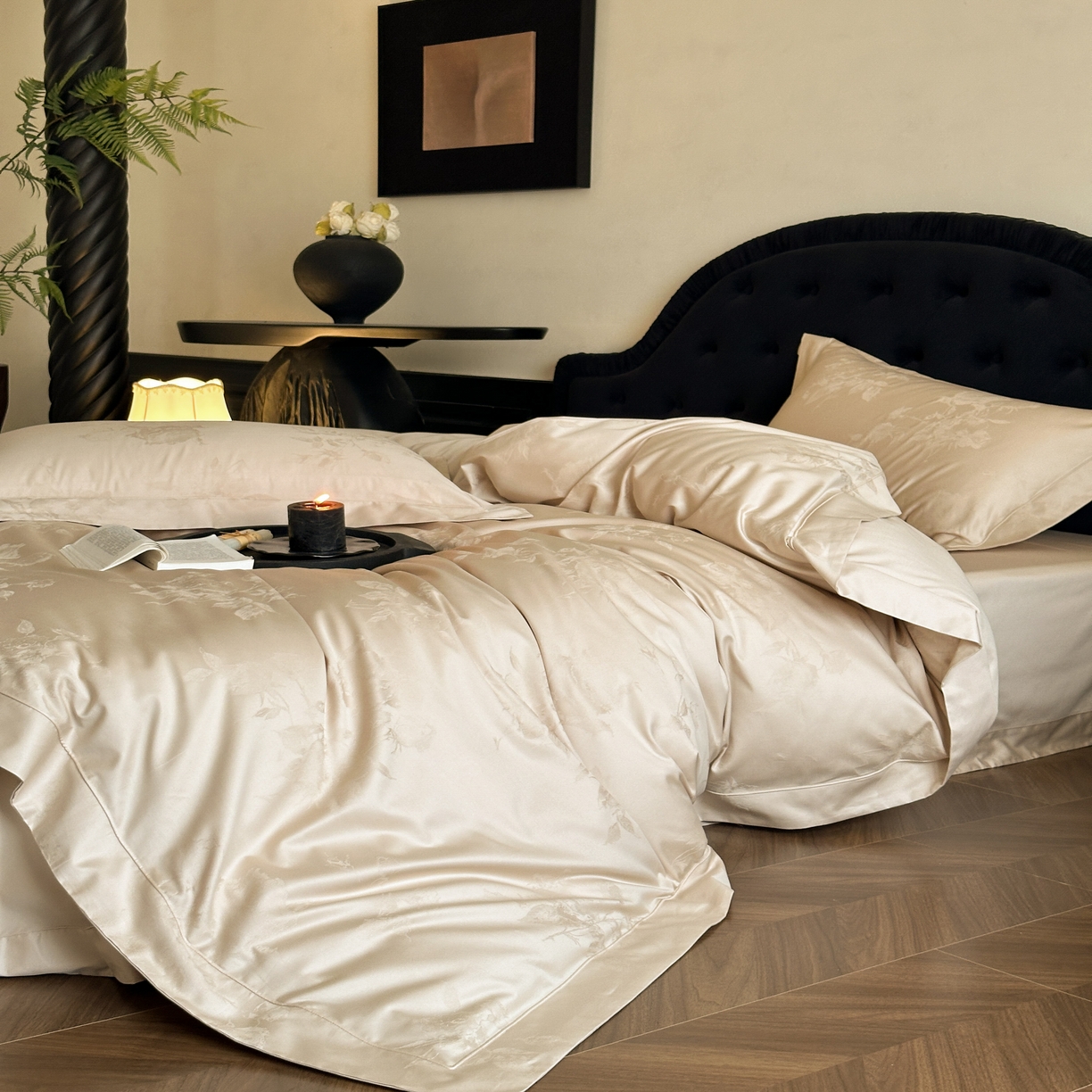 91家纺网 家纺一手货源 找家纺 （总）太古汇家居 2025新款全棉纯棉提花“花屿寻”系列四件套