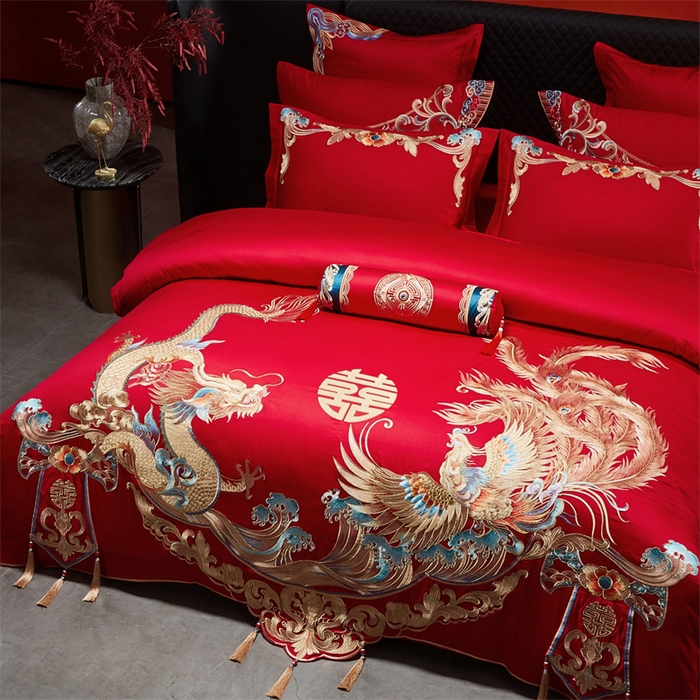 91家纺网 家纺一手货源 找家纺 （总）宏羽纺家纺 2025新款全棉100%全棉新中式婚庆多件套