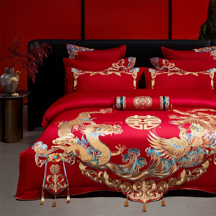 91家纺网 家纺一手货源 找家纺 （总）宏羽纺家纺 2025新款全棉100%全棉新中式婚庆多件套