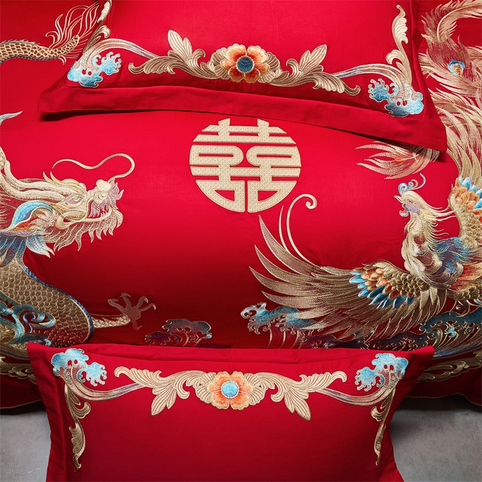 91家纺网 家纺一手货源 找家纺 （总）宏羽纺家纺 2025新款全棉100%全棉新中式婚庆多件套