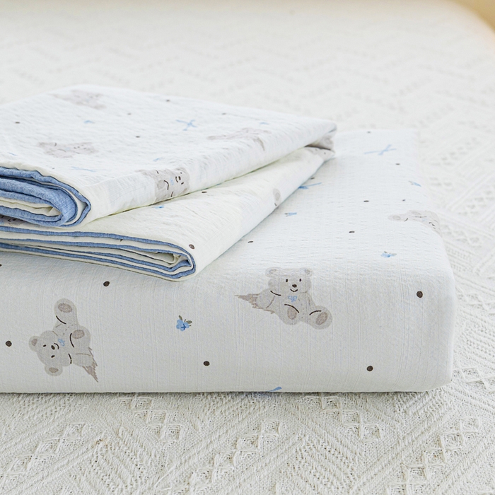 91家纺网 家纺一手货源 找家纺 奇丝雅2025新款A类有氧超柔云感双层纱床单单件学生宿舍家用四季通用床单两件套三件套 艾尼熊