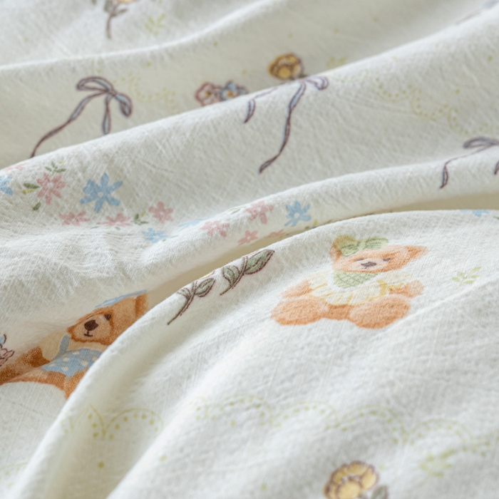 91家纺网 家纺一手货源 找家纺 奇丝雅2025新款A类有氧超柔云感双层纱床单单件学生宿舍家用四季通用床单两件套三件套 薄荷熊