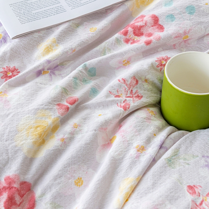 91家纺网 家纺一手货源 找家纺 奇丝雅2025新款A类有氧超柔云感双层纱床单单件学生宿舍家用四季通用床单两件套三件套 朵朵田园