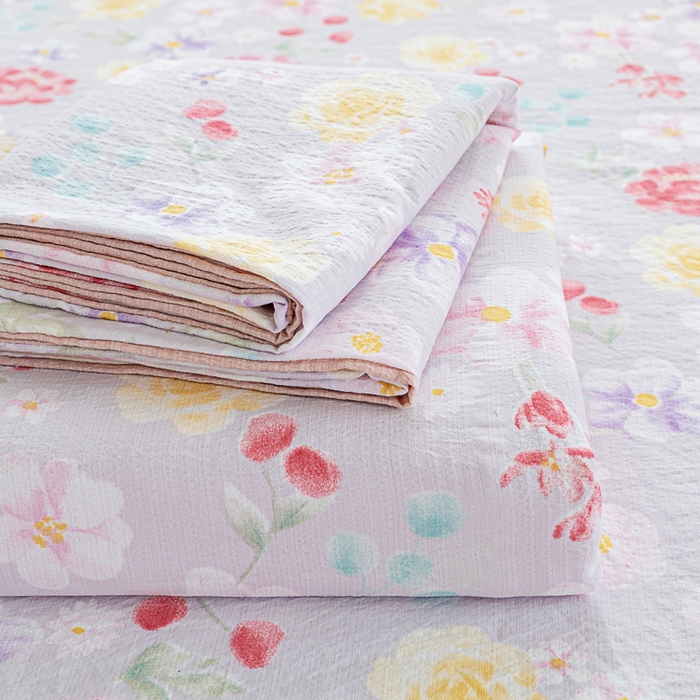 91家纺网 家纺一手货源 找家纺 奇丝雅2025新款A类有氧超柔云感双层纱床单单件学生宿舍家用四季通用床单两件套三件套 朵朵田园