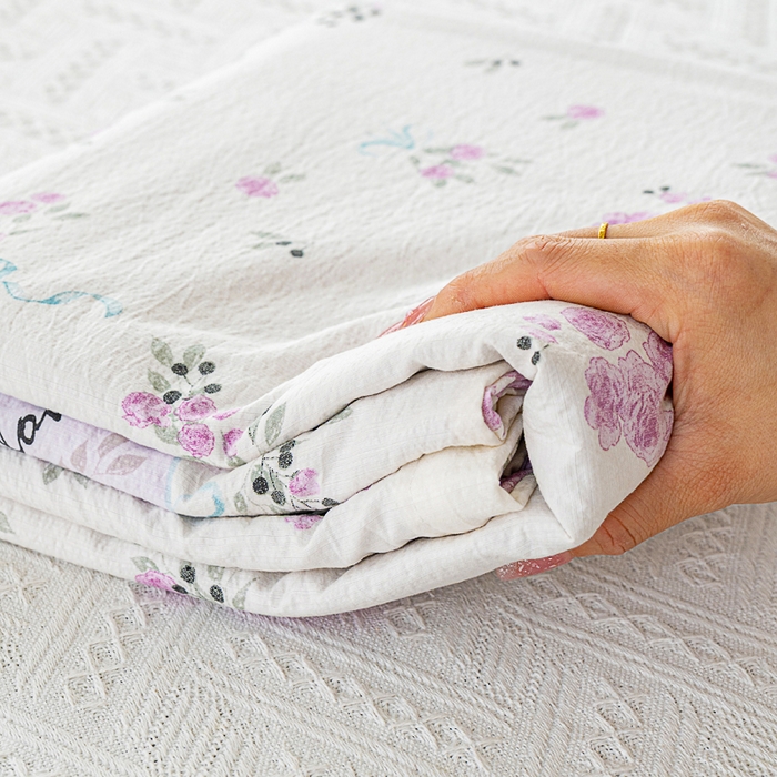 91家纺网 家纺一手货源 找家纺 奇丝雅2025新款A类有氧超柔云感双层纱床单单件学生宿舍家用四季通用床单两件套三件套 花黛罗兰