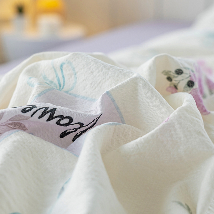 91家纺网 家纺一手货源 找家纺 奇丝雅2025新款A类有氧超柔云感双层纱床单单件学生宿舍家用四季通用床单两件套三件套 花黛罗兰