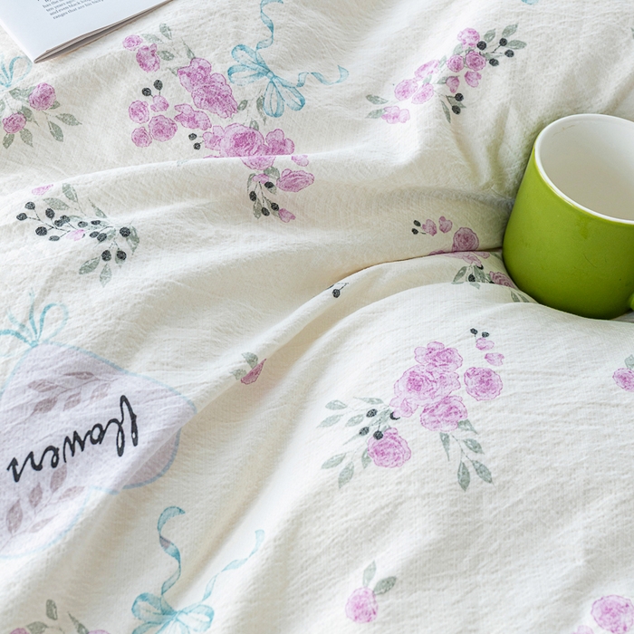 91家纺网 家纺一手货源 找家纺 奇丝雅2025新款A类有氧超柔云感双层纱床单单件学生宿舍家用四季通用床单两件套三件套 花黛罗兰