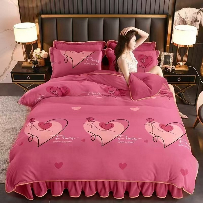 91家纺网 家纺一手货源 找家纺 （总）绒品壹家 2025新款电商直播爆款高克重7斤牛奶绒金貂绒印花床裙款三件套四件套