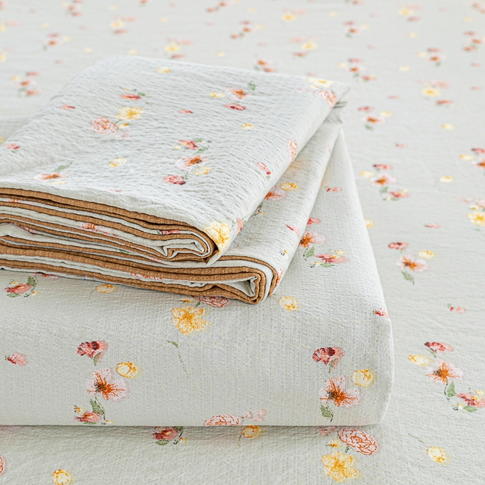 91家纺网 家纺一手货源 找家纺 奇丝雅2025新款A类有氧超柔云感双层纱床单单件学生宿舍家用四季通用床单两件套三件套 轻颂