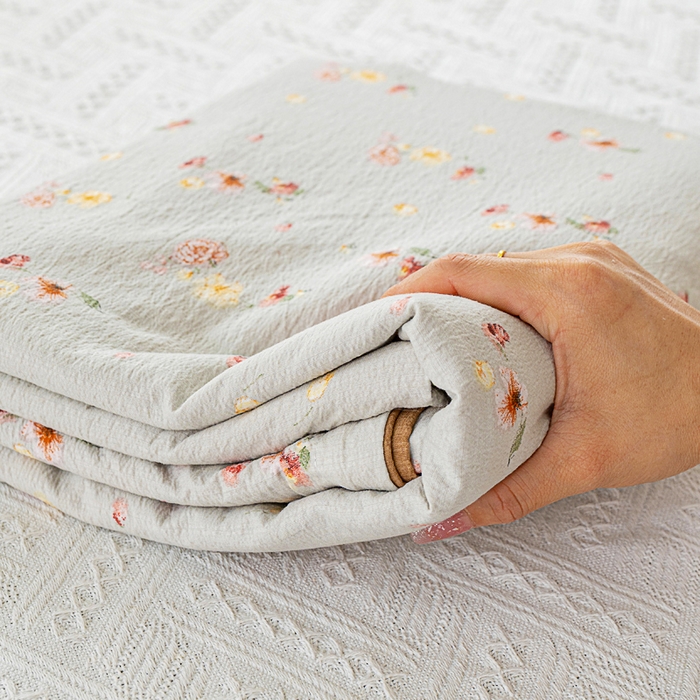 91家纺网 家纺一手货源 找家纺 奇丝雅2025新款A类有氧超柔云感双层纱床单单件学生宿舍家用四季通用床单两件套三件套 轻颂