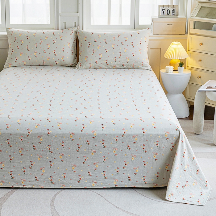 91家纺网 家纺一手货源 找家纺 奇丝雅2025新款A类有氧超柔云感双层纱床单单件学生宿舍家用四季通用床单两件套三件套 轻颂