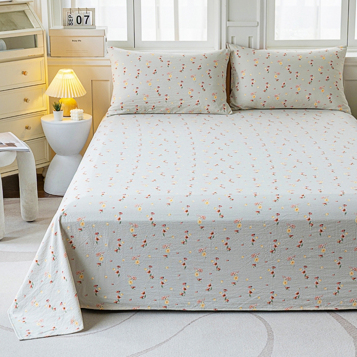 91家纺网 家纺一手货源 找家纺 奇丝雅2025新款A类有氧超柔云感双层纱床单单件学生宿舍家用四季通用床单两件套三件套 轻颂