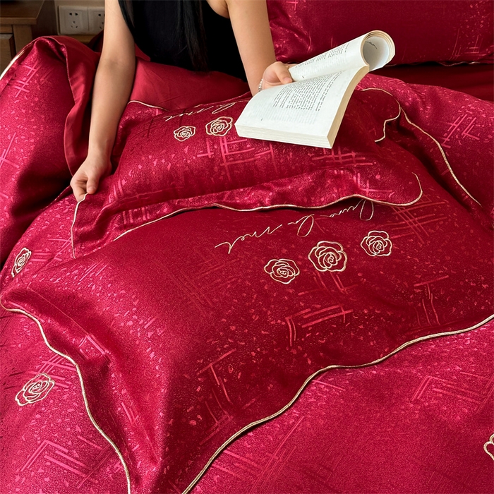 91家纺网 家纺一手货源 找家纺 宏羽纺家纺 2025新款全棉100%全棉新中式婚庆多件套 纯棉时尚-玫瑰花海