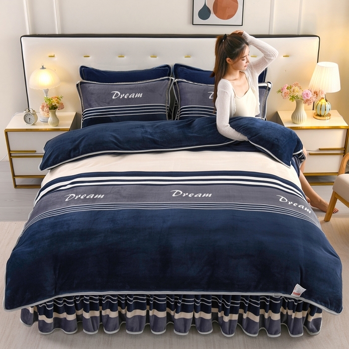 91家纺网 家纺一手货源 找家纺 （总）绒品壹家 2025新款电商直播爆款高克重7斤牛奶绒金貂绒印花床裙款三件套四件套