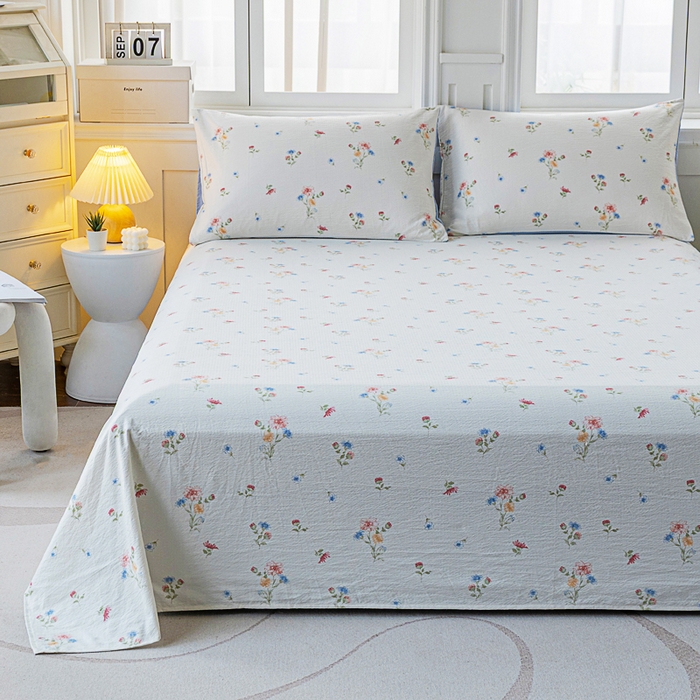 91家纺网 家纺一手货源 找家纺 奇丝雅2025新款A类有氧超柔云感双层纱床单单件学生宿舍家用四季通用床单两件套三件套 确幸樱兰