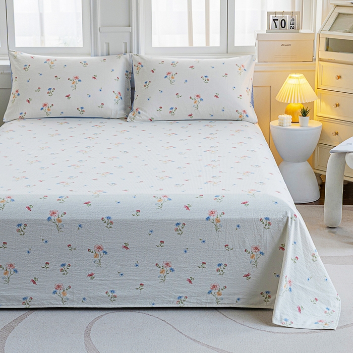 91家纺网 家纺一手货源 找家纺 奇丝雅2025新款A类有氧超柔云感双层纱床单单件学生宿舍家用四季通用床单两件套三件套 确幸樱兰