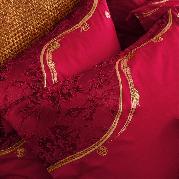 91家纺网 家纺一手货源 找家纺 宏羽纺家纺 2025新款全棉100%全棉新中式婚庆多件套 纯棉时尚-爱漾