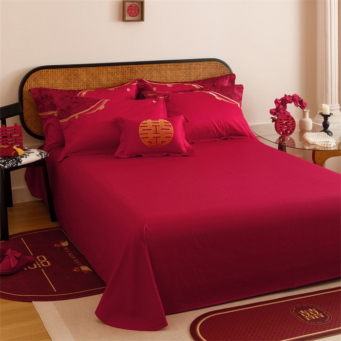 91家纺网 家纺一手货源 找家纺 宏羽纺家纺 2025新款全棉100%全棉新中式婚庆多件套 纯棉时尚-爱漾