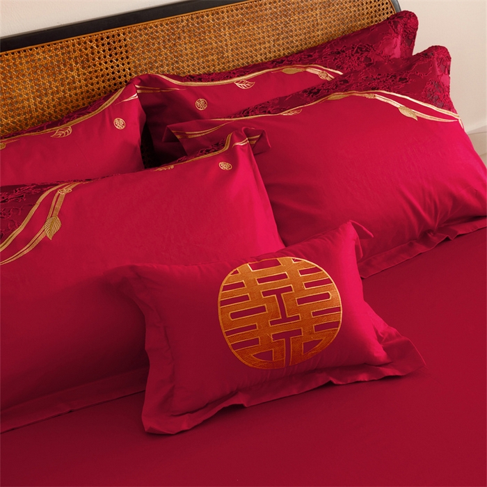 91家纺网 家纺一手货源 找家纺 宏羽纺家纺 2025新款全棉100%全棉新中式婚庆多件套 纯棉时尚-爱漾