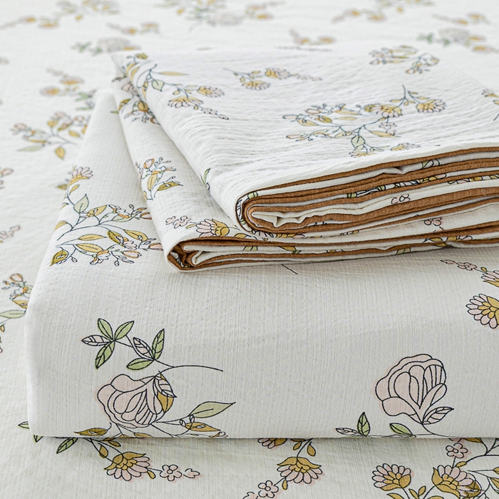 奇丝雅2025新款A类有氧超柔云感双层纱床单单件学生宿舍家用四季通用床单两件套三件套 山茶花