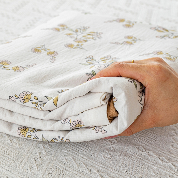 91家纺网 家纺一手货源 找家纺 奇丝雅2025新款A类有氧超柔云感双层纱床单单件学生宿舍家用四季通用床单两件套三件套 山茶花