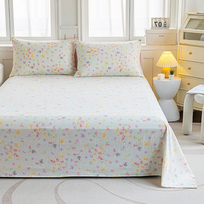 91家纺网 家纺一手货源 找家纺 奇丝雅2025新款A类有氧超柔云感双层纱床单单件学生宿舍家用四季通用床单两件套三件套 相遇