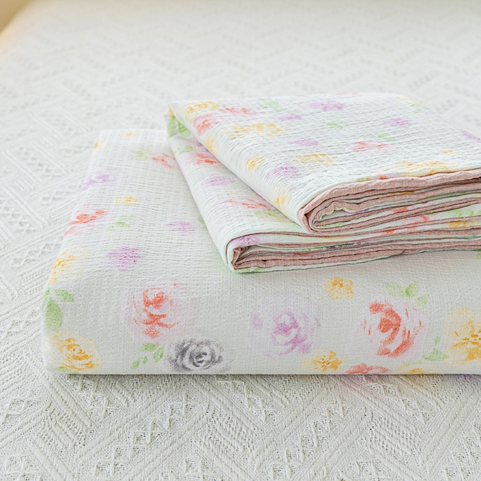 91家纺网 家纺一手货源 找家纺 奇丝雅2025新款A类有氧超柔云感双层纱床单单件学生宿舍家用四季通用床单两件套三件套 相遇