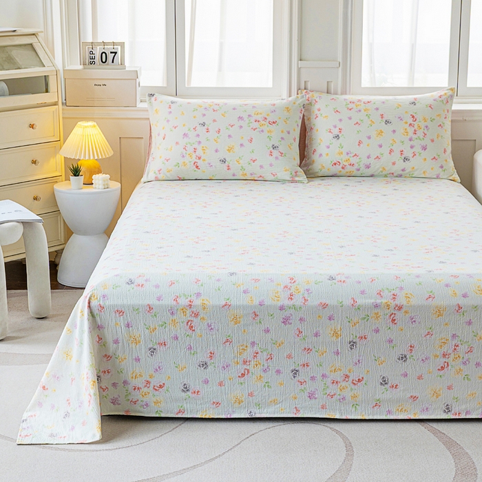 91家纺网 家纺一手货源 找家纺 奇丝雅2025新款A类有氧超柔云感双层纱床单单件学生宿舍家用四季通用床单两件套三件套 相遇