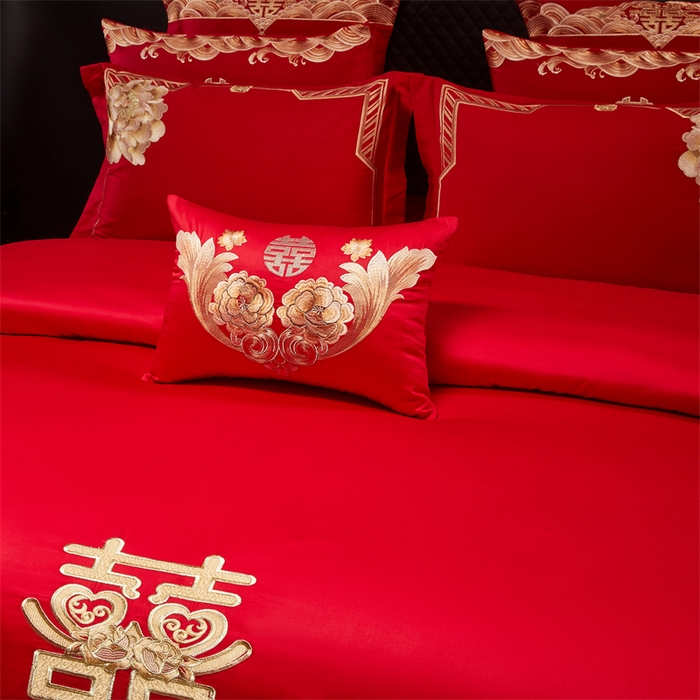 91家纺网 家纺一手货源 找家纺 宏羽纺家纺 2025新款全棉100%全棉新中式婚庆多件套 全棉一往情深