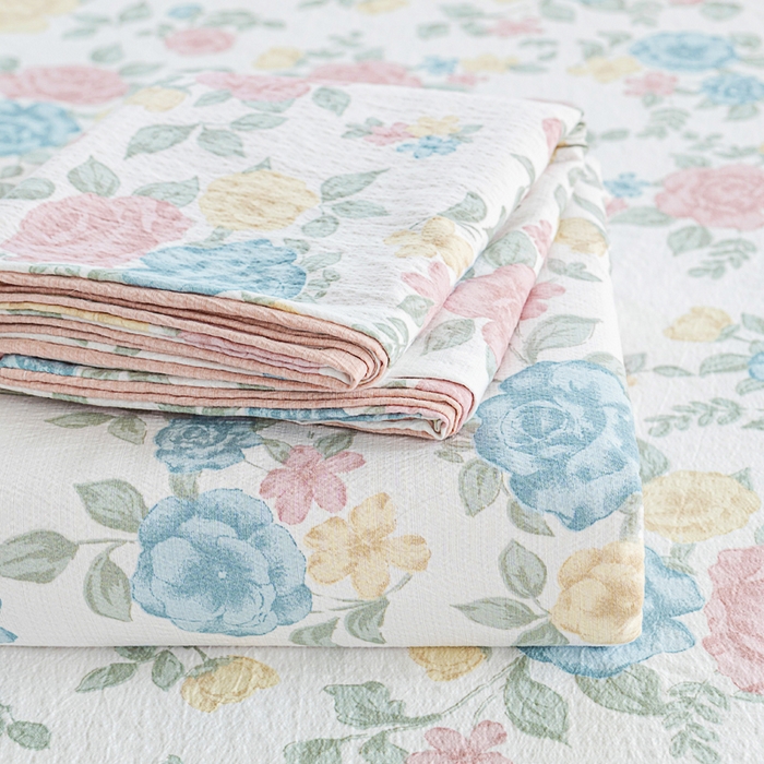 91家纺网 家纺一手货源 找家纺 奇丝雅2025新款A类有氧超柔云感双层纱床单单件学生宿舍家用四季通用床单两件套三件套 玉芷