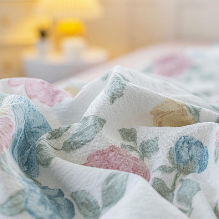 91家纺网 家纺一手货源 找家纺 奇丝雅2025新款A类有氧超柔云感双层纱床单单件学生宿舍家用四季通用床单两件套三件套 玉芷