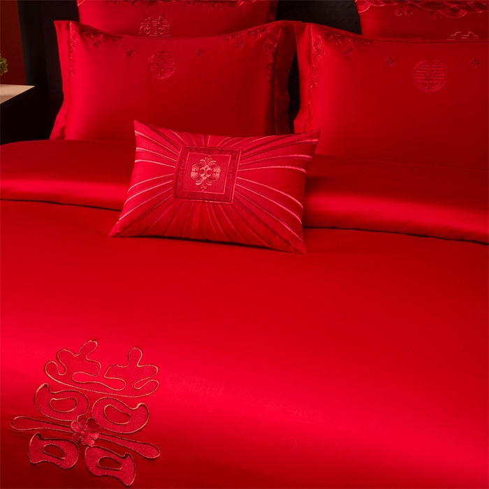 91家纺网 家纺一手货源 找家纺 宏羽纺家纺 2025新款全棉100%全棉新中式婚庆多件套 全棉一嫁娶