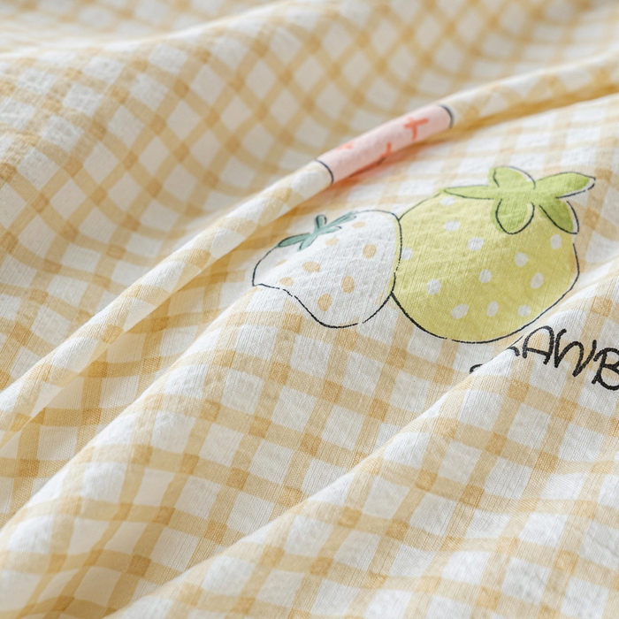 91家纺网 家纺一手货源 找家纺 奇丝雅2025新款A类有氧超柔云感双层纱床单单件学生宿舍家用四季通用床单两件套三件套 郁可草莓