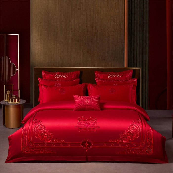 宏羽纺家纺 2025新款全棉100%全棉新中式婚庆多件套 全棉一嫁娶