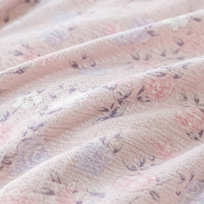 91家纺网 家纺一手货源 找家纺 奇丝雅2025新款A类有氧超柔云感双层纱床单单件学生宿舍家用四季通用床单两件套三件套 紫苏碎花