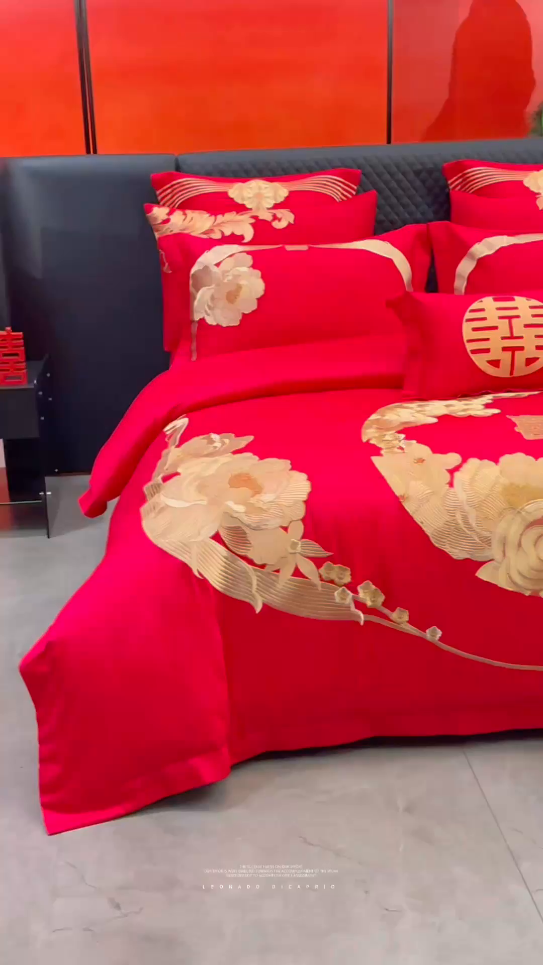 91家纺网 家纺一手货源 找家纺 宏羽纺家纺 2025新款全棉100%全棉新中式婚庆多件套 全棉如花似玉-金