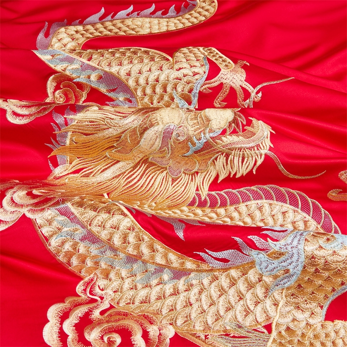 91家纺网 家纺一手货源 找家纺 宏羽纺家纺 2025新款全棉100%全棉新中式婚庆多件套 全棉盘龙戏凤