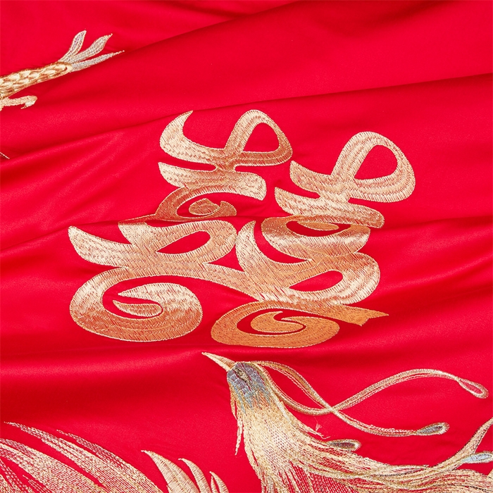 91家纺网 家纺一手货源 找家纺 宏羽纺家纺 2025新款全棉100%全棉新中式婚庆多件套 全棉盘龙戏凤