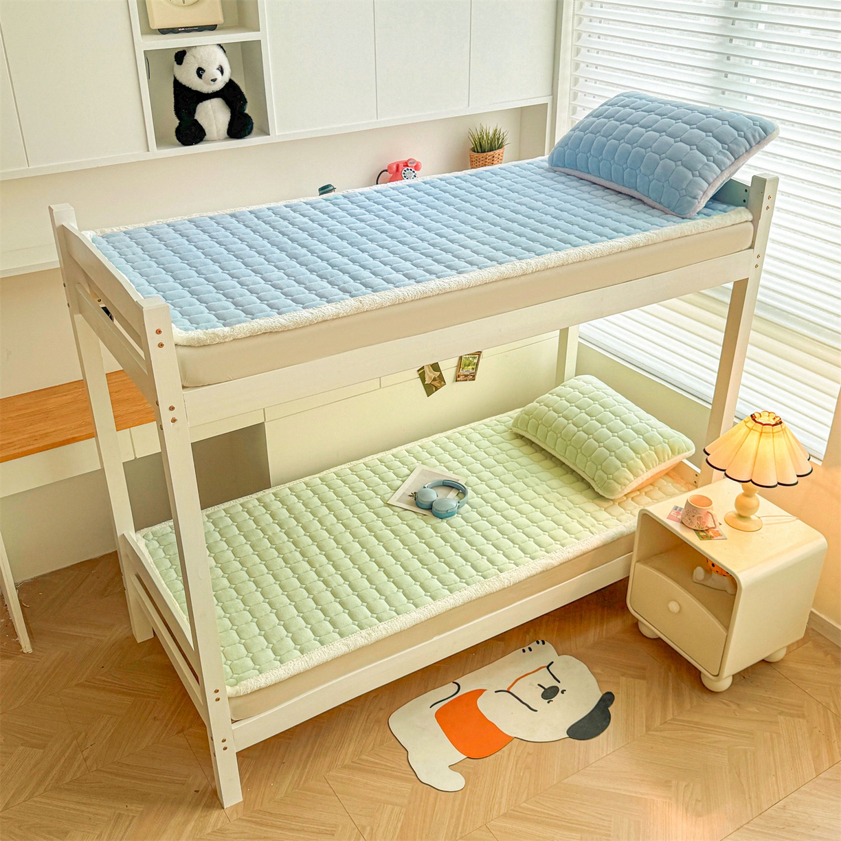 91家纺网 家纺一手货源 找家纺 雯豆家纺 雯豆2025冬季新品牛奶绒床垫床护垫学生上下铺床褥子纯色绒垫子牛奶绒床褥-薄荷绿